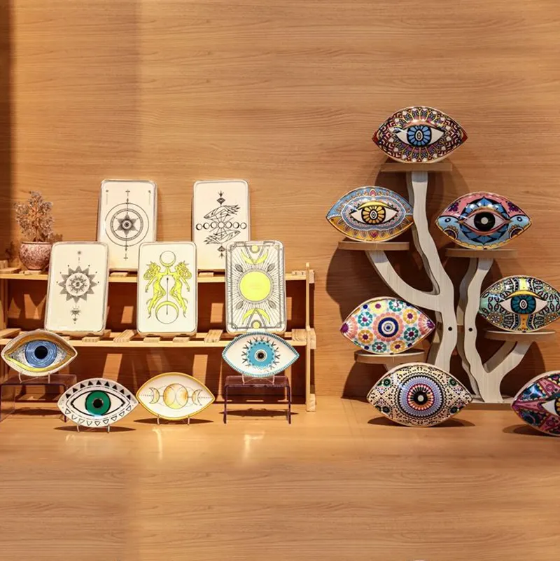 Accesorios curativos de meditación de ojo malvado de cerámica de oro Real, decoración del hogar, decoraciones de porcelana de Tarot de lujo, objetos decorativos de mesa