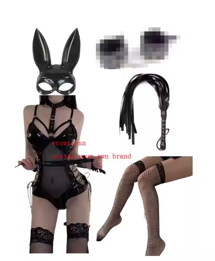 Black suit+stocking+black mask+whip