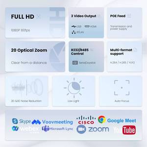 Tenveo POE Live Streaming PTZ Camera 10X Zoom видео конференц-камера USB HDMI NDI Конференц-камера - Product Image 2