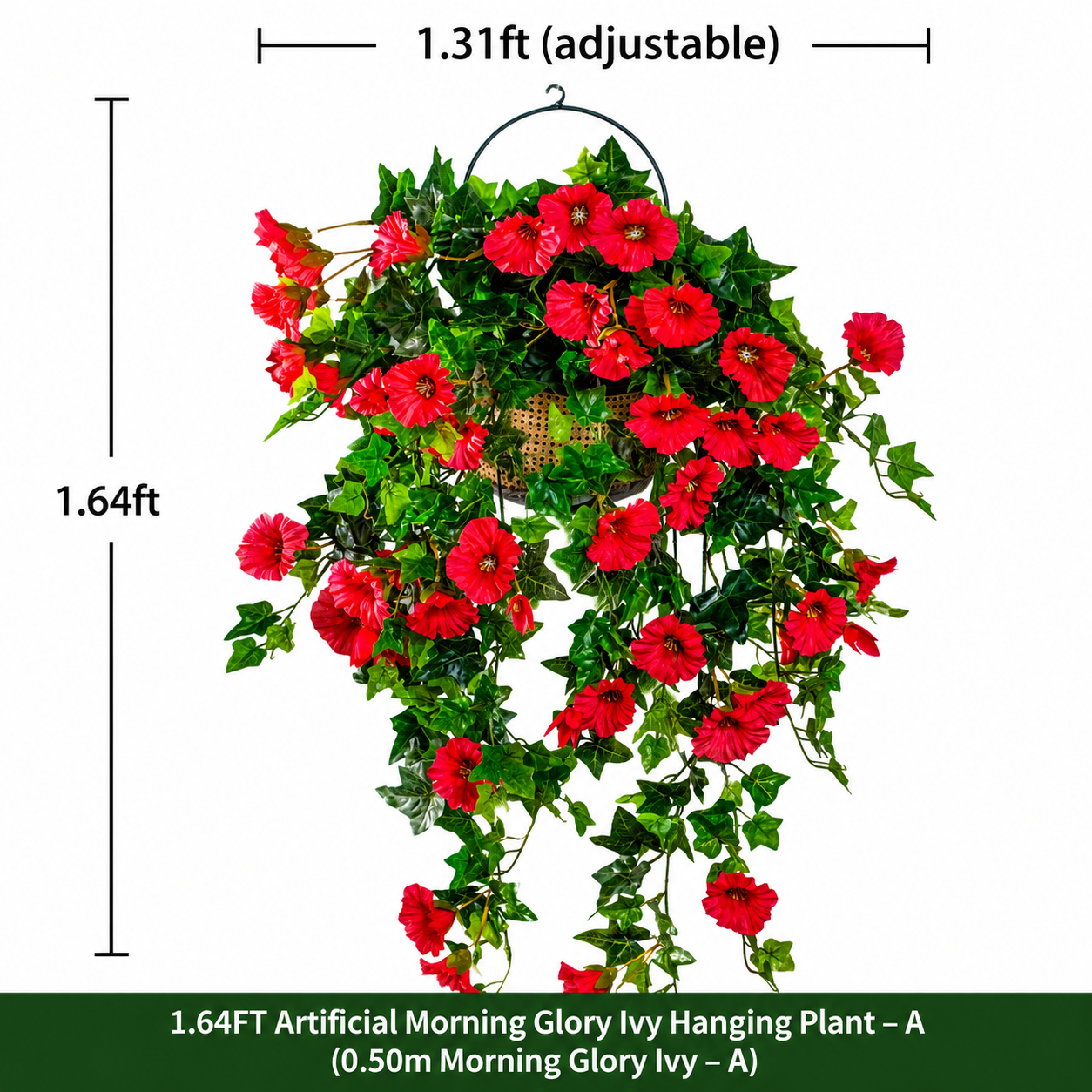 1.64FT Hiedra Campanilla Artificial Colgante Roja