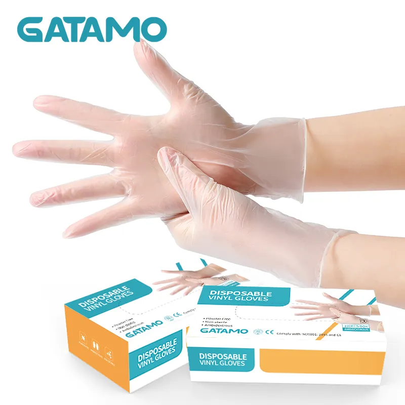 GV4 Hand Exam Safety Gloves Food Service Powder Free Transparent PVC Vinyl Disposable Gloves