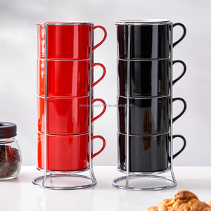 ถ้วยกาแฟพอร์ซเลนชุดถ้วยชาซ้อนได้ถ้วยเอสเพรสโซ่ที่กำหนดเอง - Product Image 5
