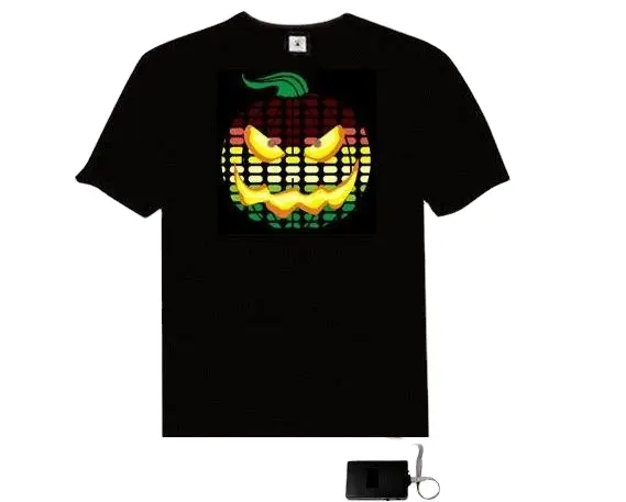 Vendita calda EL lampeggiante T-shirt equalizzatore bagliore luminoso suono attivato T-shirt Party Light Up Led Panel T-shirt per Night Club