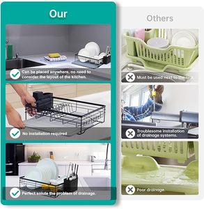 Taş kurutma matı çanak süzgeçli çanak raf ve bulaşık kurutma rafı için mutfak sayacı - Product Image 6