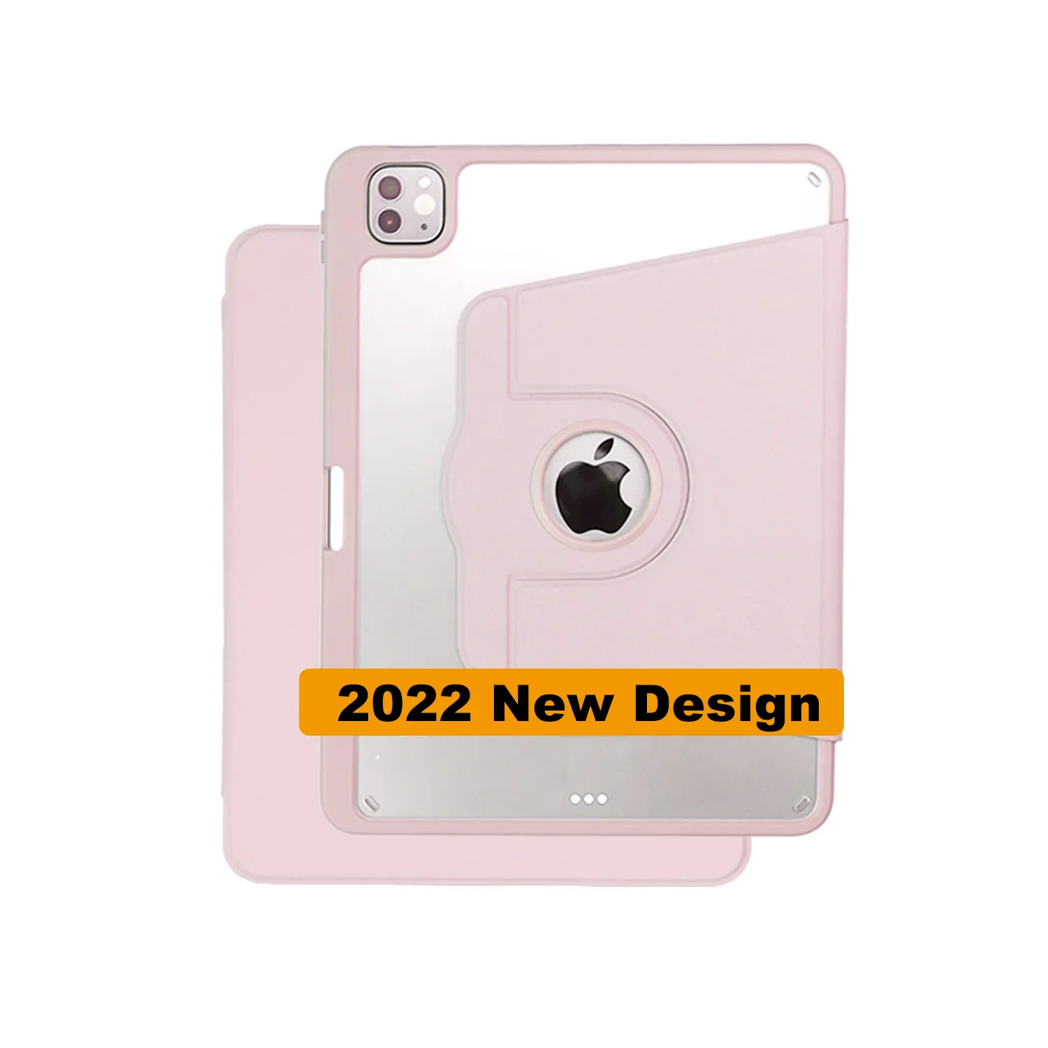 Kozh 2022 New Acrylic Hard Case Crystal Clear Back Shell 360 Degree Built-In Pencil Holder Rotating Case For Ipad Pro 11 Air 5