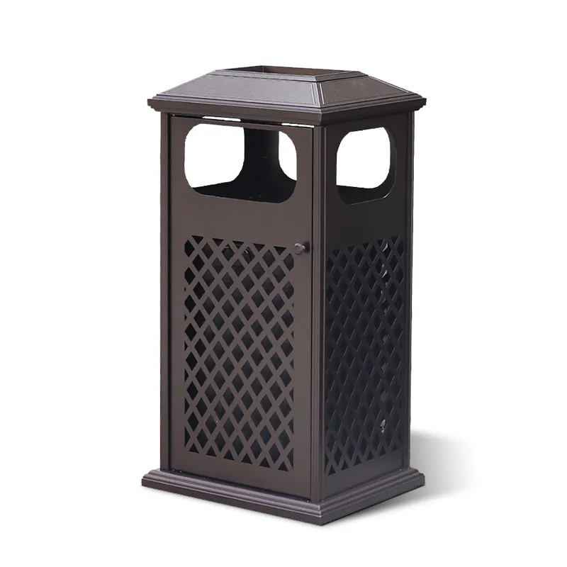 hollow type litter bin aluminum ashtray bins waste can metal rubbish trash can for park resort outdoor public