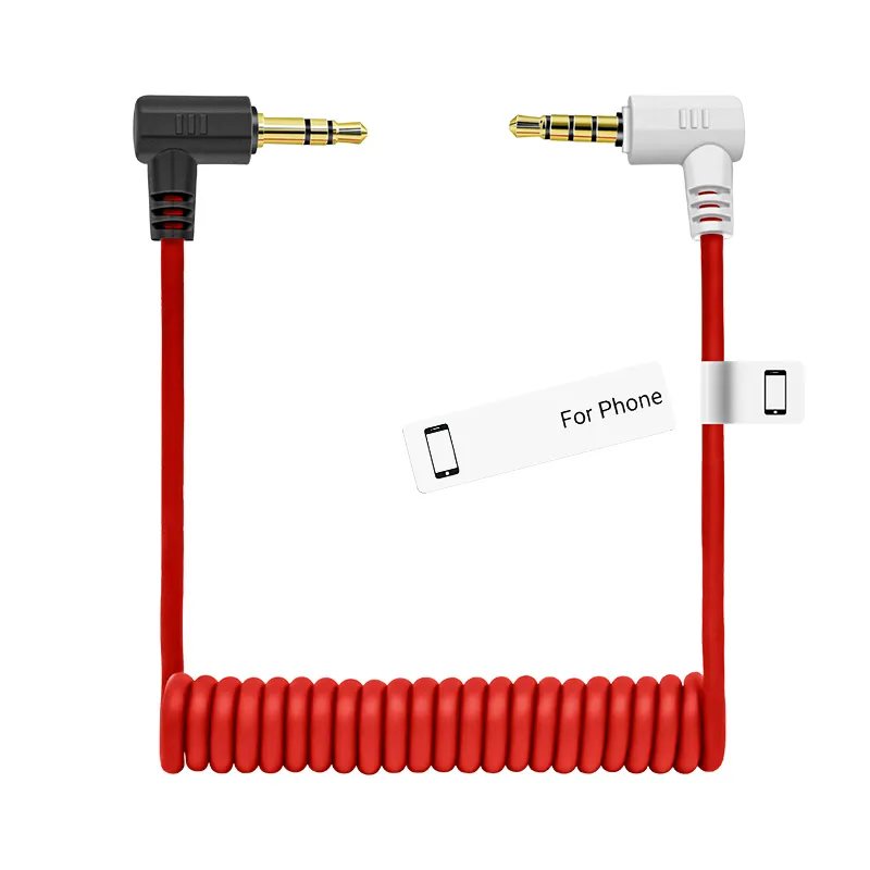 Adattatore adattatore Audio Aux Extension rosso cavo 3.5mm 3 poli a 4 poli cavo a molla per iPhone Android Video Aux Cable