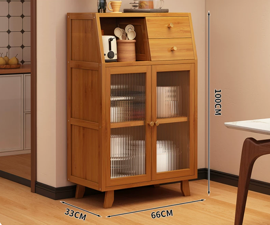 Tea wood color - double door with drawer -66 * 33 * 100cm
