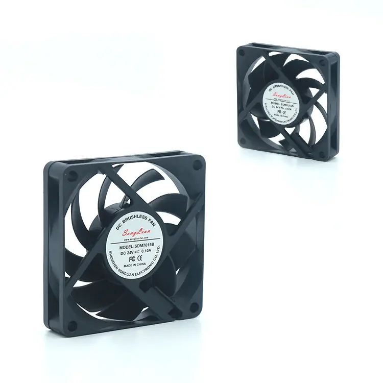 CE aprobado proveedor de fábrica 12V DC ventilador 7015 70mm hoja de plástico sin escobillas DC ventilador de refrigeración por aire industrial