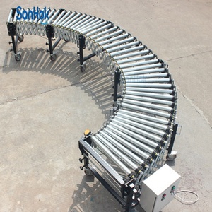Sistema de transportador de rodillos telescópico para equipos de muelle de carga/descarga