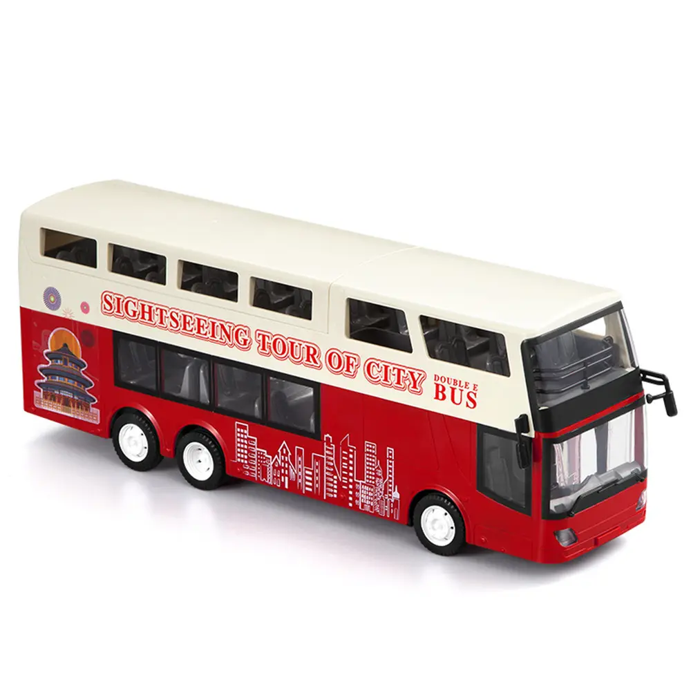 1:18 E640-003 Duplo E Realista RC double decker Ônibus de Luxo Ônibus Da Cidade de Som e Luz de Controle Remoto de Brinquedo de Presente de Natal