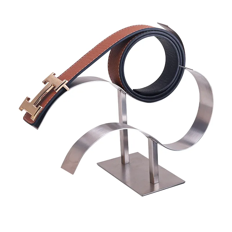 Stainless Steel Metal Frame Leather Belt Retail Rack Display Stand For Clothes Store