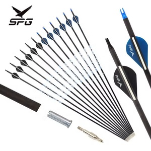 SPG Pure Carbon Arrow <strong>Archery</strong> 300 Spine 32 Inch Compound Recurve Bow Hunting Practice Fiber Plastic Vanes Nock Metal Point - Product Image 1