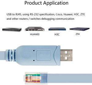 6FT FTDIチップCh340232rl R232 RS232 PL2303 USB2.0からRJ45へのロールオーバーシリアルポートコンソールケーブル (ネットワークスイッチ設定用) - Product Image 6