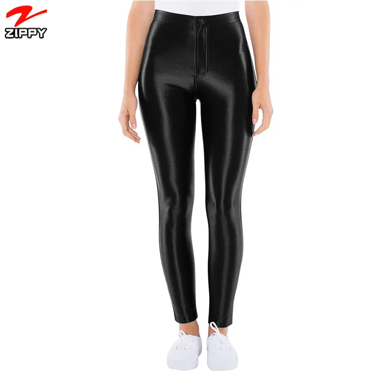 Leggings de cuero sintético para dama, pantalones de malla de cintura alta, color negro americano, realce de caderas, Sexy, Extra grande