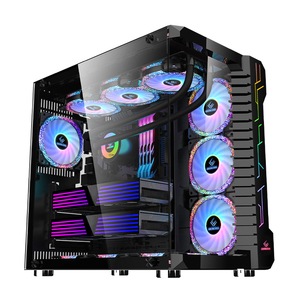 Desktop bianco custodia per computer per gaming custom case per computer con LOGO gaming cabinet con 10 fan a colori gamer telaio hardware software - Product Image 3