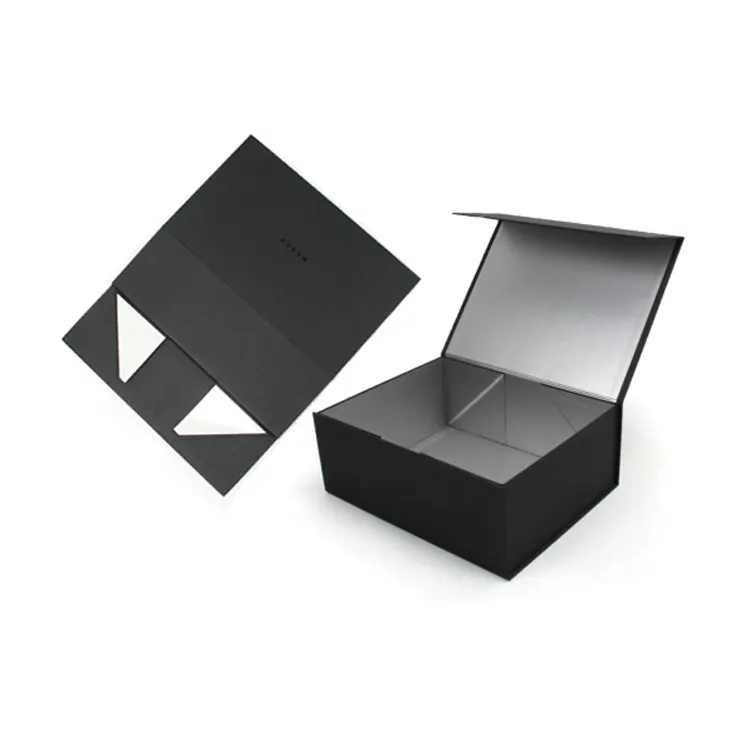 Cajas de embalaje plegables magnéticas para zapatos, cajas de cartón personalizadas de lujo para zapatos con logotipo, color negro