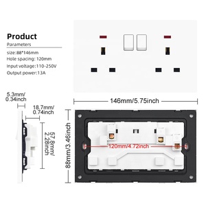 Uk <strong>Socket</strong> Normal Universal <strong>Multi</strong> <strong>Function</strong> Wall Power Switched <strong>3</strong> Pin 13 Amp Double <strong>Socket</strong> - Product Image 3