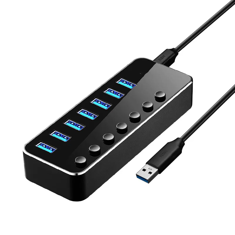 רכזת USB SY69 מותאמת אישית עם ספק כוח DC 5V/2A 5Gbps סוג C רכזות 7 ב-1 USB C מתאם למתאם למחשב נייד נייד