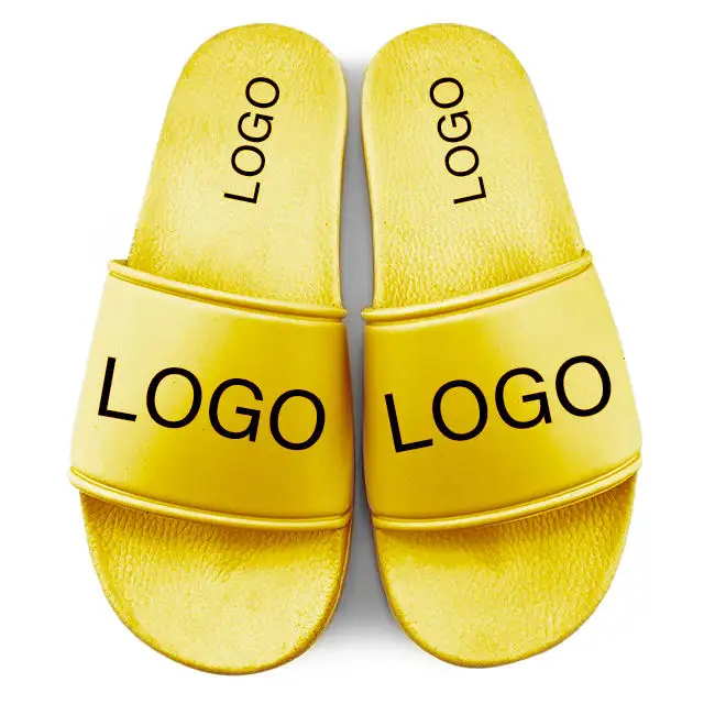 Greatslides sandal datar kulit murah, sandal rumah kuning motif kustom, sepatu selop kasual, sandal Pantuflas Zapatillas Por