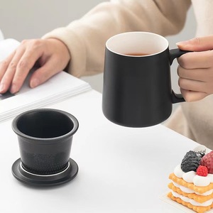 瓷茶杯礼品套装日式家用陶瓷茶杯，带浸泡器和盖子 - Product Image 6