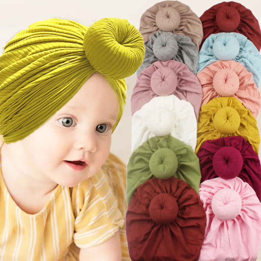 Enfants accessoires nouveau-né enfant en bas âge enfants bébé garçon fille Turban coton Beanie chapeau hiver chaud doux casquette solide noeud doux enveloppement