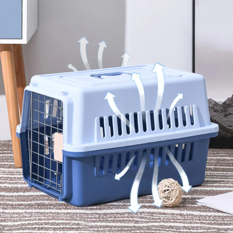 Портативный Воздухопроницаемый дорожный ящик для домашних животных, большой вентилируемый со всех сторон, пластиковая клетка для домашних животных, съемный воздушный ящик для домашних животных, одобренный авиакомпанией