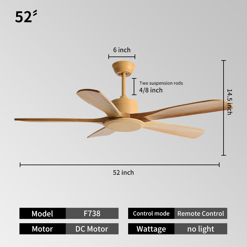 52 pouces-couleur bois naturel