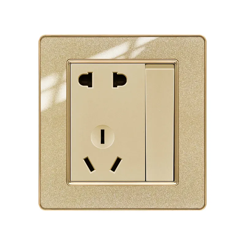 Customized Brand logo Double Socket With Single Switch 10Amp 1gang 1way Two Three Pole Sockets