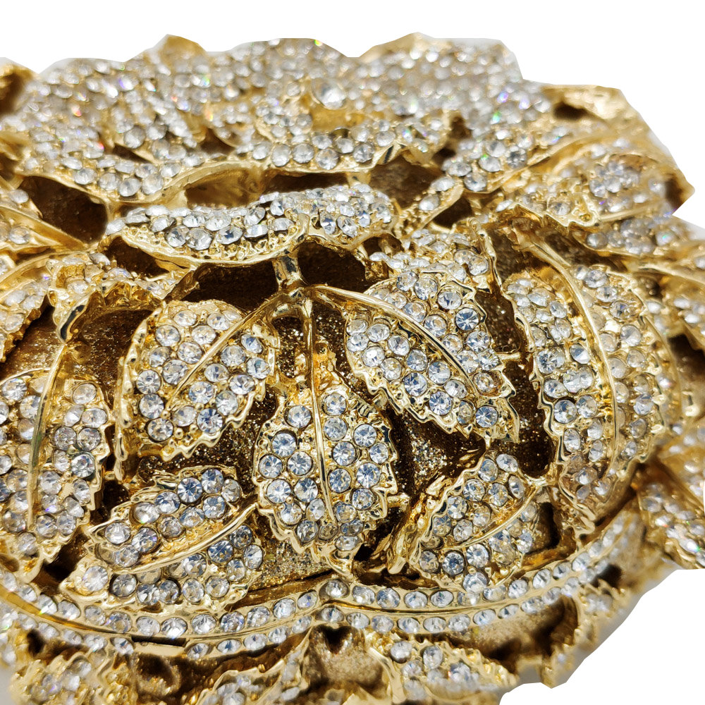 Elegant Rose Flower Women Crystal Evening Clutch Bags Bridal Floral Handbag and Purse Wedding Party Diamond fgg Bag