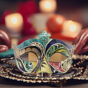 하이 퀄리티 플라스틱 반 얼굴 가장 무도회 볼 마스크 결혼식 할로윈 직접 공장 판매에 대한 손으로 그린 베네치아 스타일 - Product Image 2