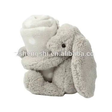 Juguete de conejo de peluche de alta calidad 2024 con manta de abrazo/Manta de lana de coral con juguete de conejo para el invierno