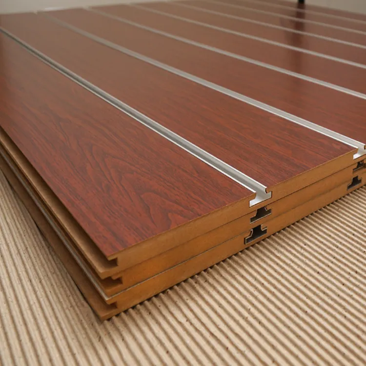 1220*2440mm 15mm 18mm Melamine Cabinet Woodfaced Uv Raw Laminated Veneer Slot Slotted Waterproof Glossy Mdf Board