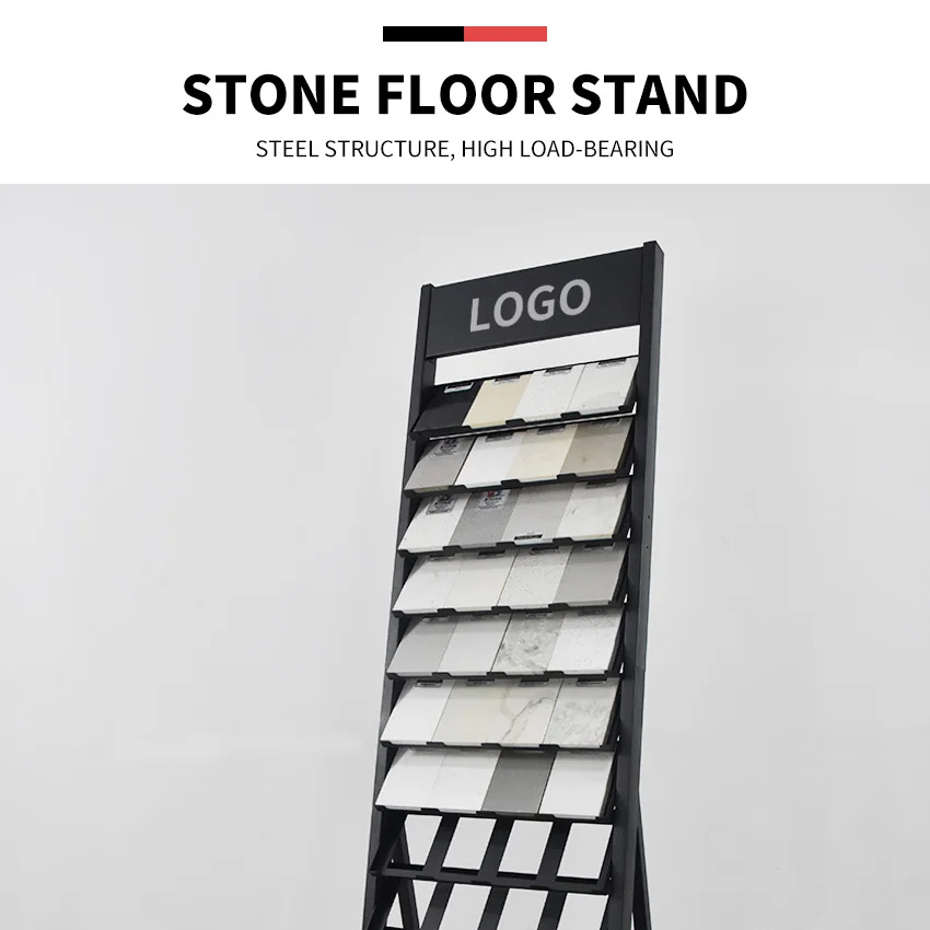 Hot Sale Custom Ceramic Tower Showing Floor Standing Quartz Porcelain Sample Floor Stand Granite Marble Tiles Stone Display Rack