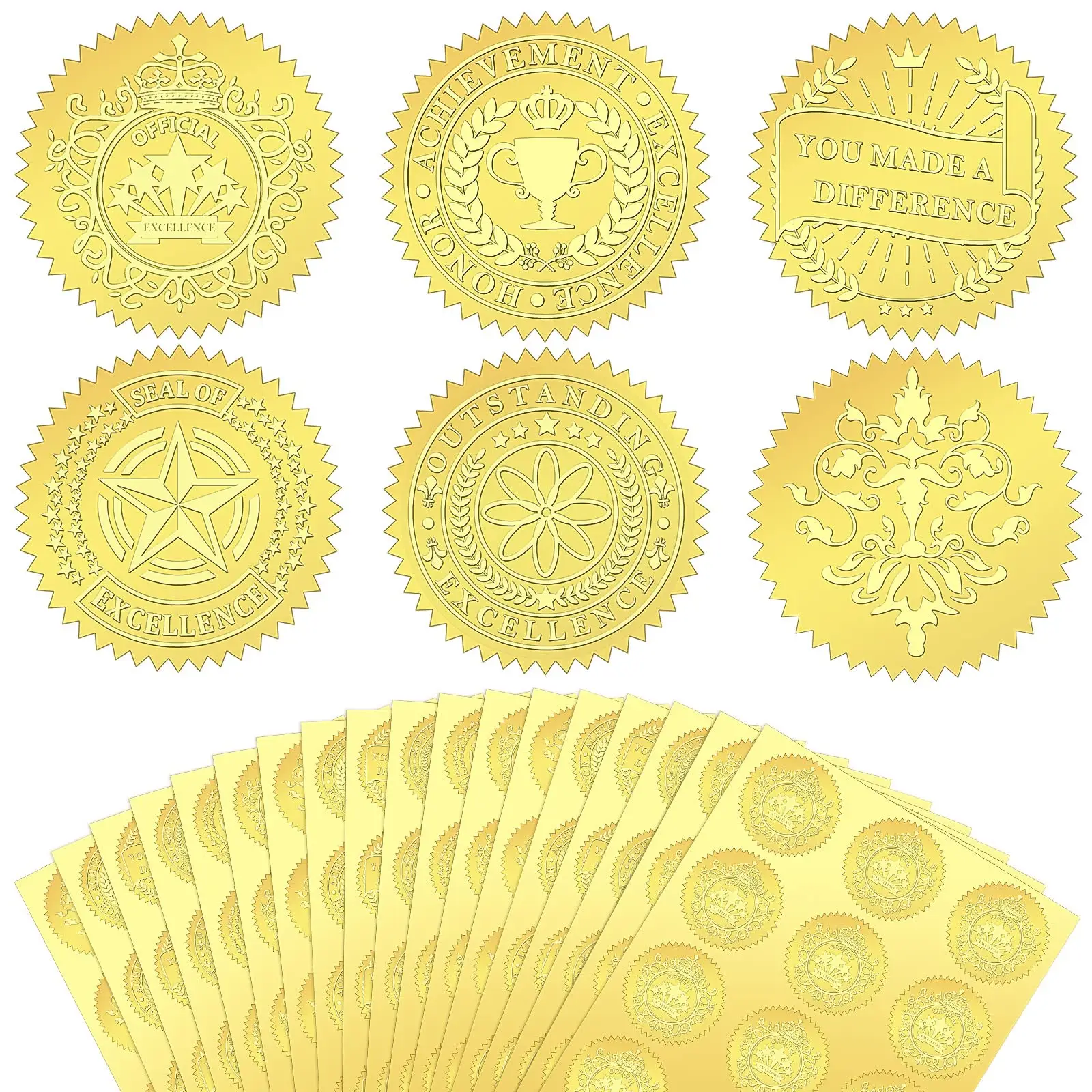 Étiquettes adhésives en feuille d'or avec logo de marque personnalisée en relief en 3d imprimées sur mesure