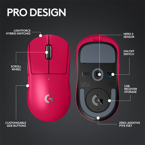 最新双模鼠标罗技，带英雄32k DPI传感器原装罗技G Pro X Superlight 2光速游戏鼠标 - Product Image 3