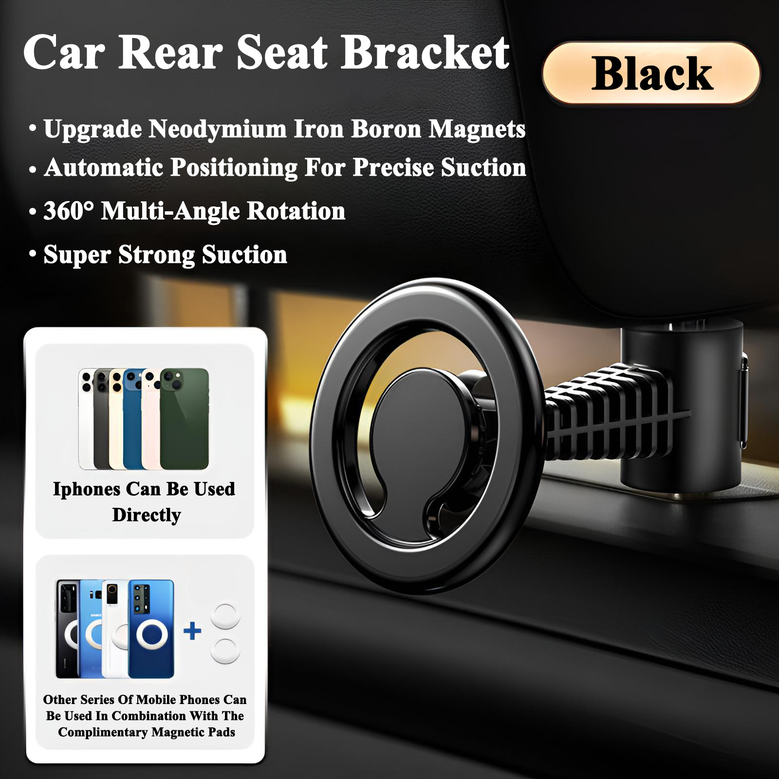 Estilo de asiento trasero negro
