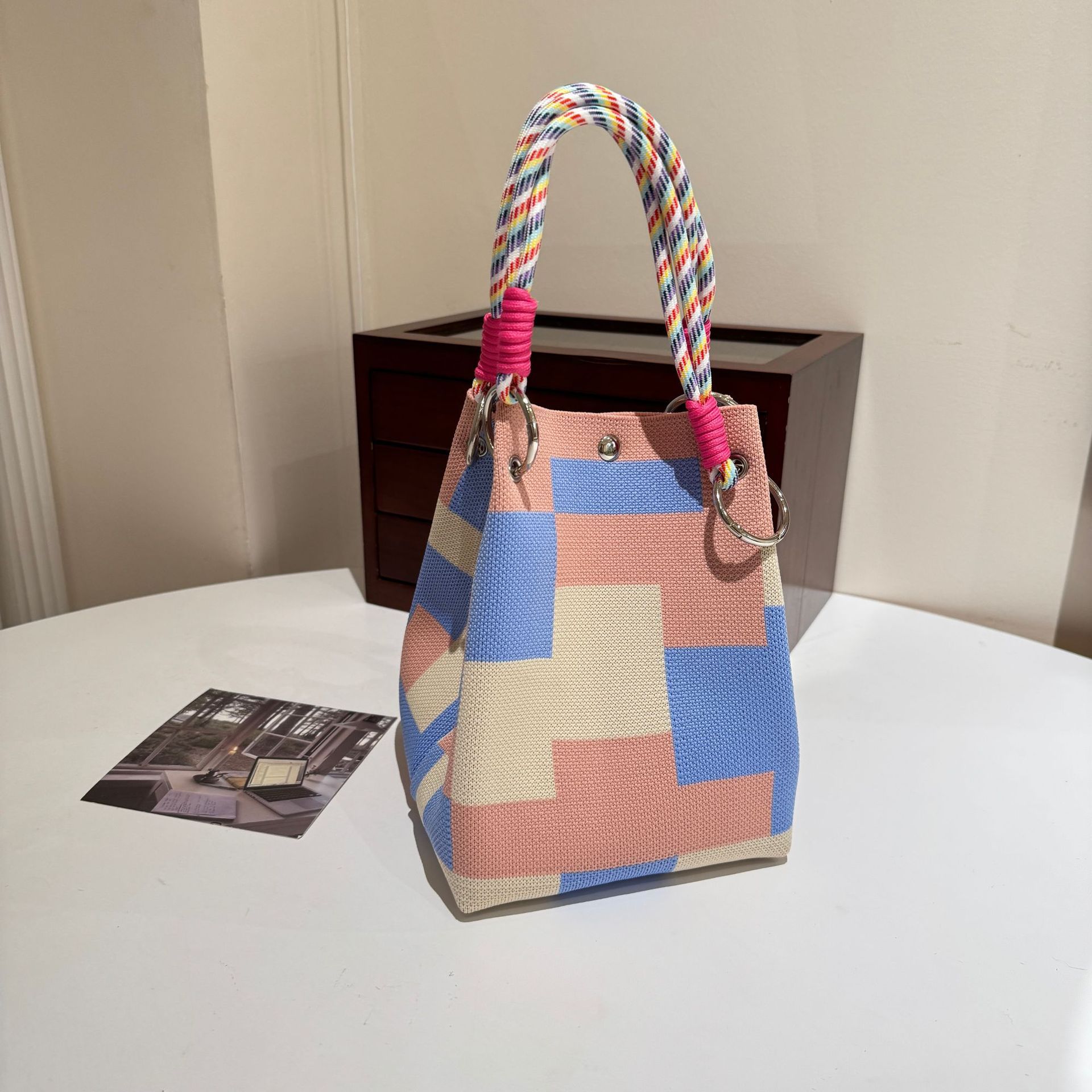 Plaid rosa e blu