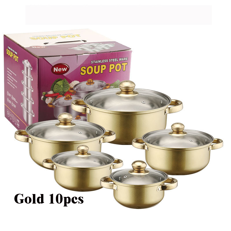 10 pièces/ensemble, poignée dorée, pot doré