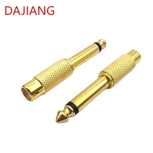DAJIANG Fabricante chapado en oro 6,35mm 1/4 \ "TS enchufe a RCA hembra Audio Adaptador convertidor enchufe DC salida Jack adaptador - Product Image 1