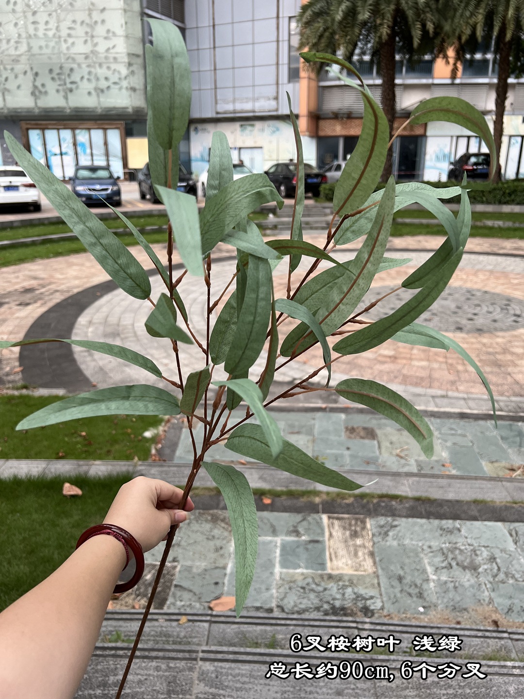 6 Tenedor de hoja de eucalipto verde claro