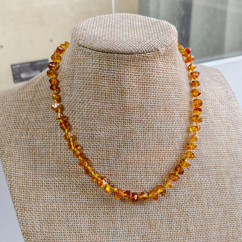 Perles rondes ambre marron 5mm 36cm l035