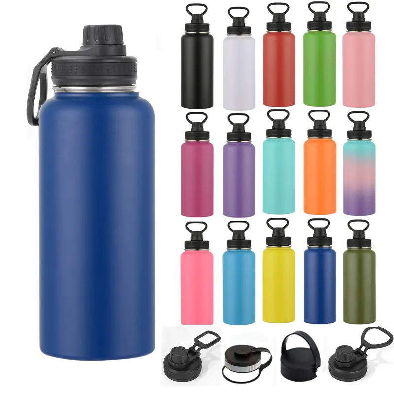 32 온스 재사용 가능한 넓은 입 BPA 무료 금속 진공 병 스테인레스 스틸 절연 보온병 빨대와 스포츠 물병