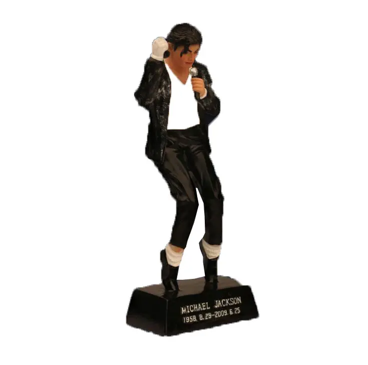דמויות פעולה סופרסטאר מייקל ג'קסון פסל שירה מותאם אישית שרף מזכרת לקישוט הבית לוגו מותאם אישית אהבה מלאכותית