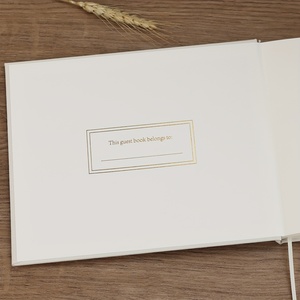 Elegant White Wedding Guest <strong>Book</strong> 2025 Design Paper Cover with Golden <strong>Script</strong> for Signatures &amp; for Polaroid Photos - Product Image 4