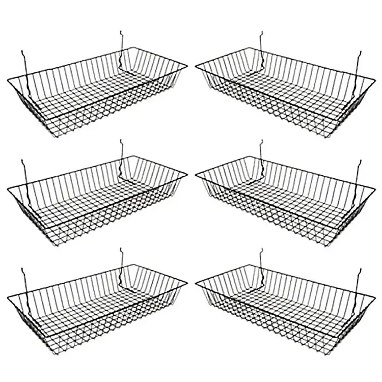 JH-Mech Organize Tools Workbench Accessories Garage Storage Grid Panel And Wall Mount 6-Pack Square Style Wire Shelf Baskets