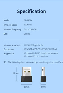 Adattatore WiFi 6 802.11ax 2.4GHz Driver senza fili USB scheda di rete Computer Mini formato Wi Fi recettore - Product Image 6