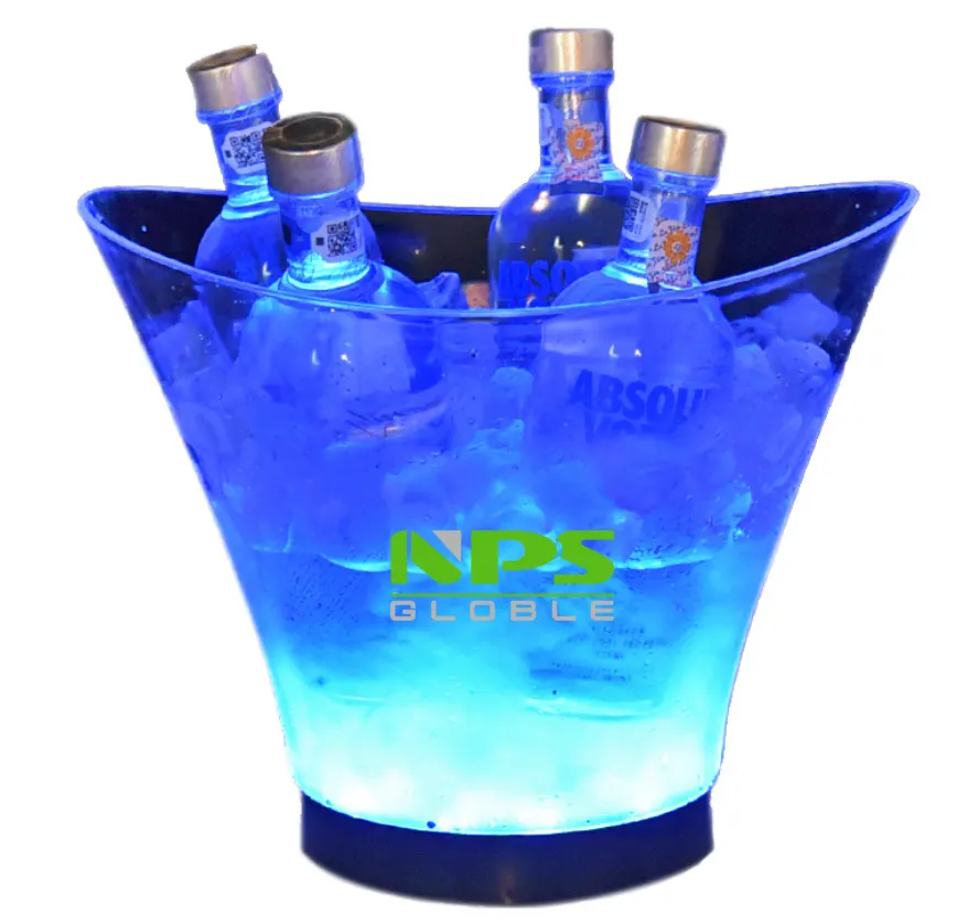 6L Rechargeable Nightclub Wine Bar Outdoor Party Plastic Clear With LED Light Champagne LED Ice Bucket