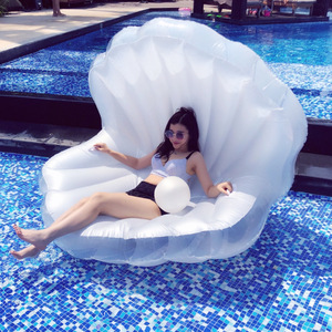 Schwimmen White <span class=keywords><strong>Clam</strong></span> <span class=keywords><strong>Shell</strong></span> <span class=keywords><strong>Pool</strong></span> Boje Aufblasbare Sea <span class=keywords><strong>Shell</strong></span> Floating für den Sport
