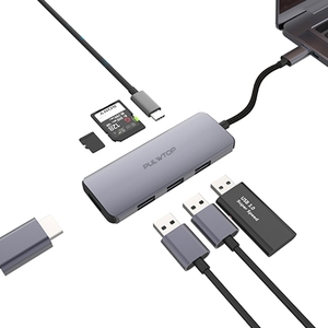 PULWTOP splitter 3.0 tipo c teclado docking station adaptador de transferência <span class=keywords><strong>hub</strong></span> rj45/hd.mi 6/7 em 1 <span class=keywords><strong>hub</strong></span> <span class=keywords><strong>usb</strong></span> para macbook